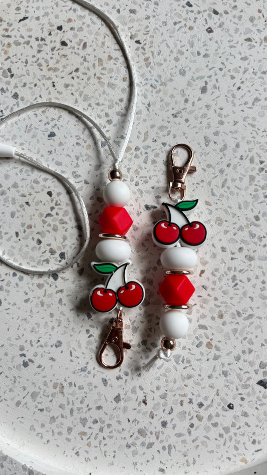 Cherry keychain + lanyard