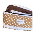 Brown polka dot Nappy/baby wipe bag