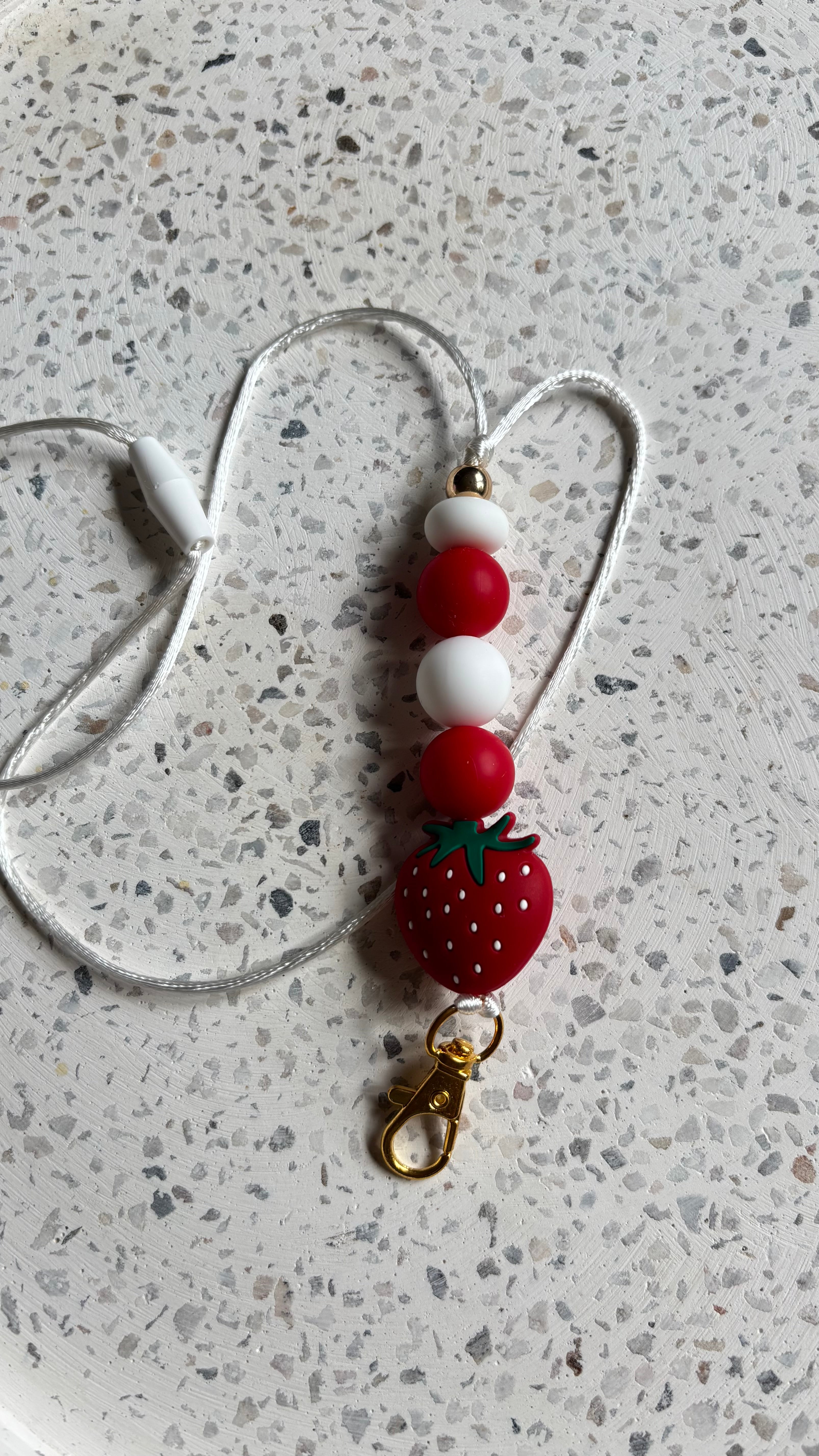 Strawberry keychain + lanyard