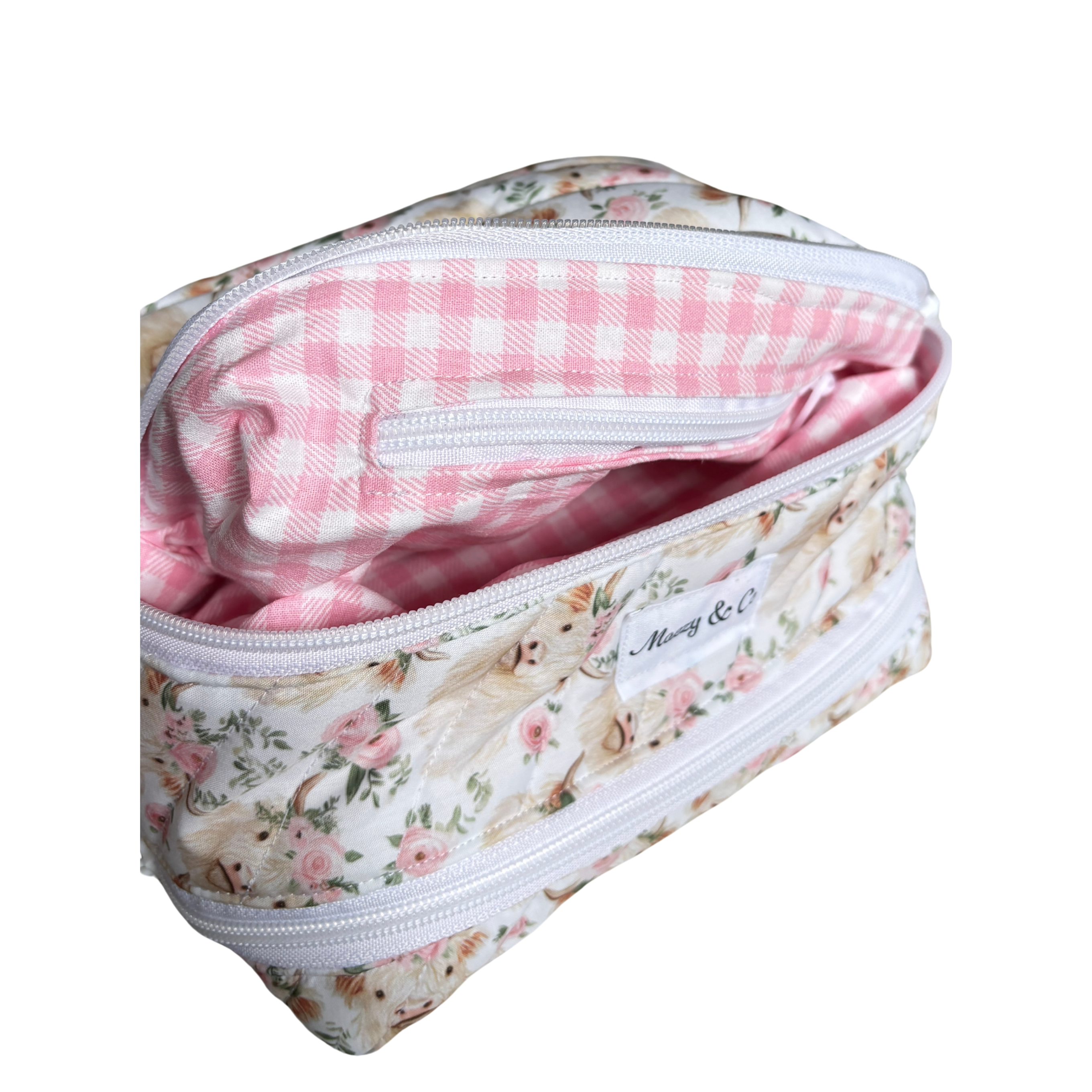 Highland cow pink Nappy/Baby wipe bag