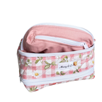 Strawberry gingham Nappy/Baby wipe bag