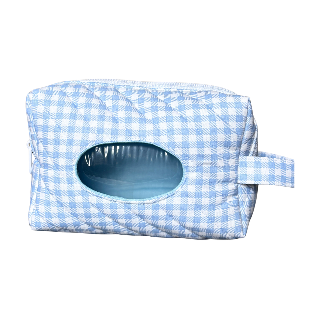 Blue gingham Nappy/baby wipe bag
