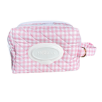 Baby Pink Gingham Nappy/Baby wipe bag