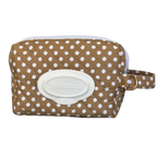 Brown polka dot Nappy/baby wipe bag