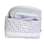 Purple gingham Nappy/baby wipe bag