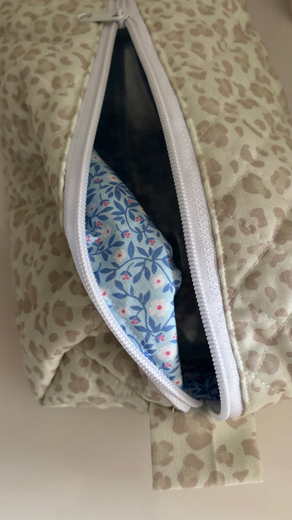 Luxe Leopard Quilted Makeup Bag