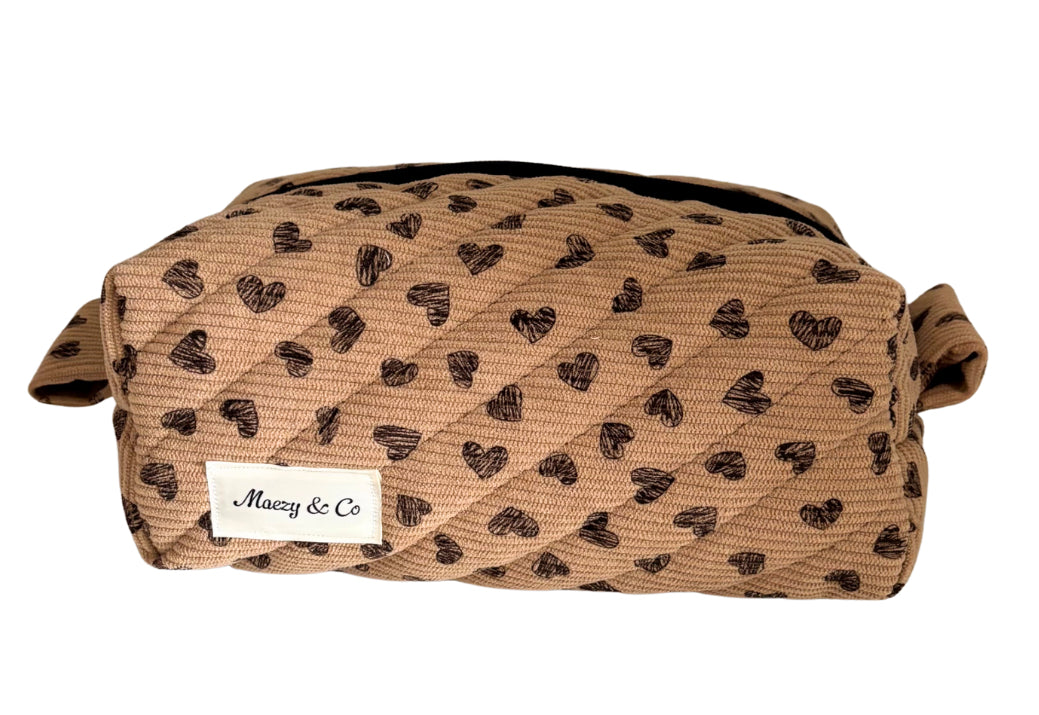 Corduroy Cuties – Scattered Hearts Rich brown