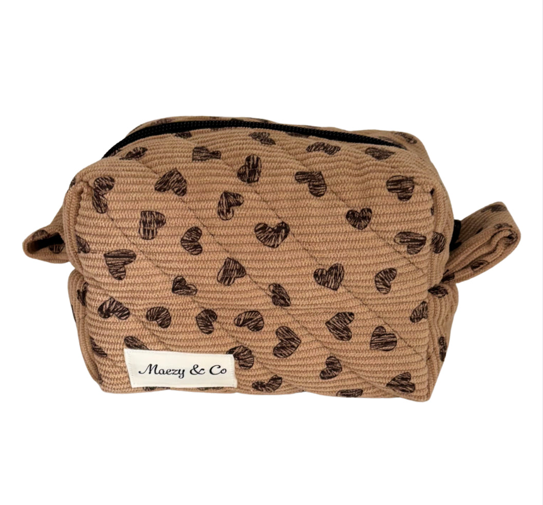 Corduroy Cuties – Scattered Hearts Rich brown