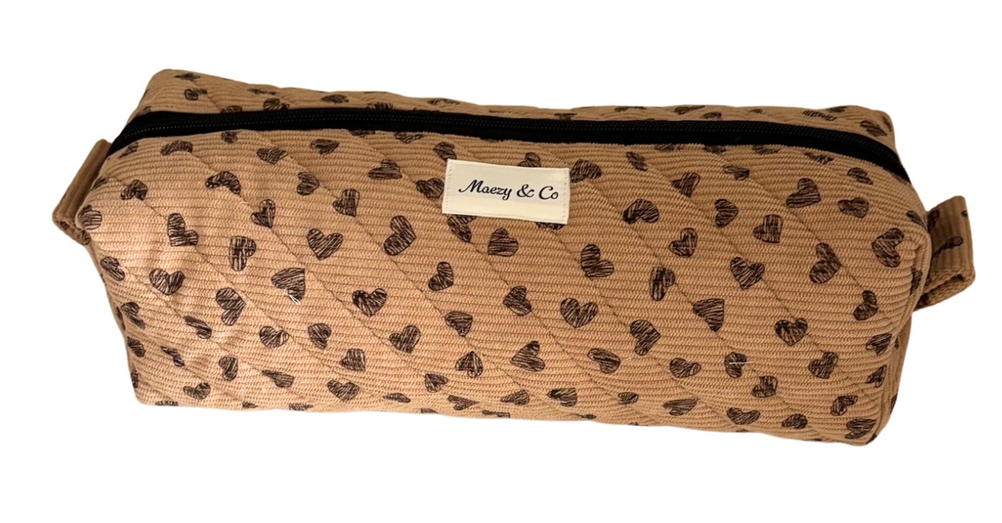 Corduroy Cuties – Scattered Hearts Rich brown