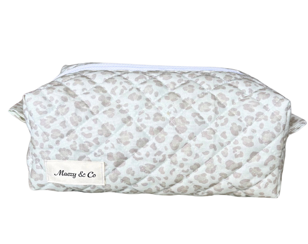 Luxe Leopard Quilted Makeup Bag
