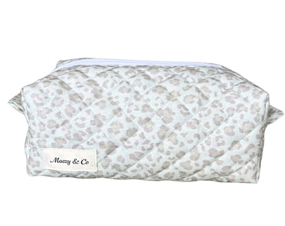Luxe Leopard Quilted Makeup Bag