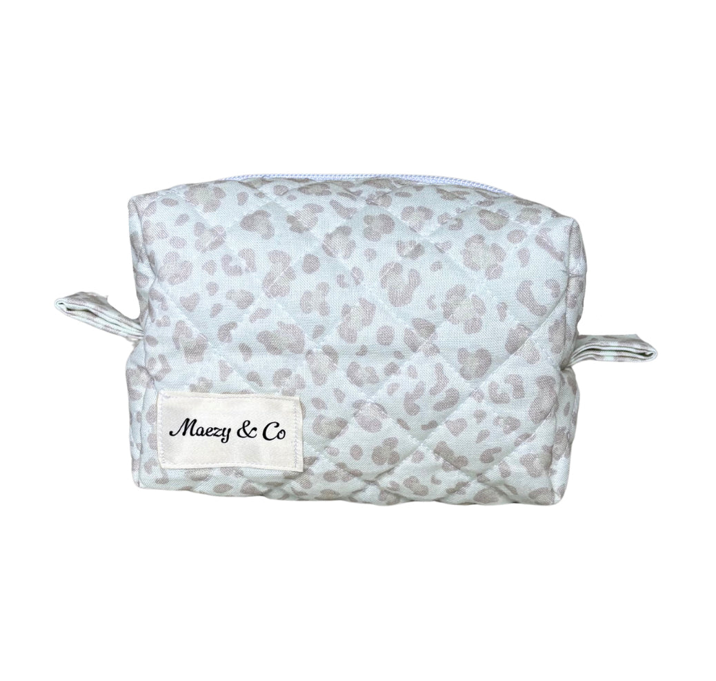 Luxe Leopard Quilted Makeup Bag